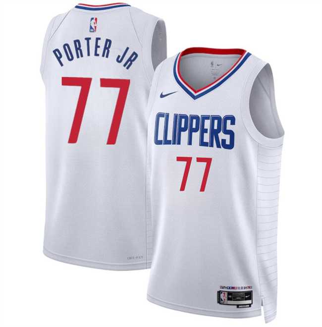 Mens Los Angeles Clippers #77 Kevin Porter Jr White Association Edition Stitched Jersey Dzhi